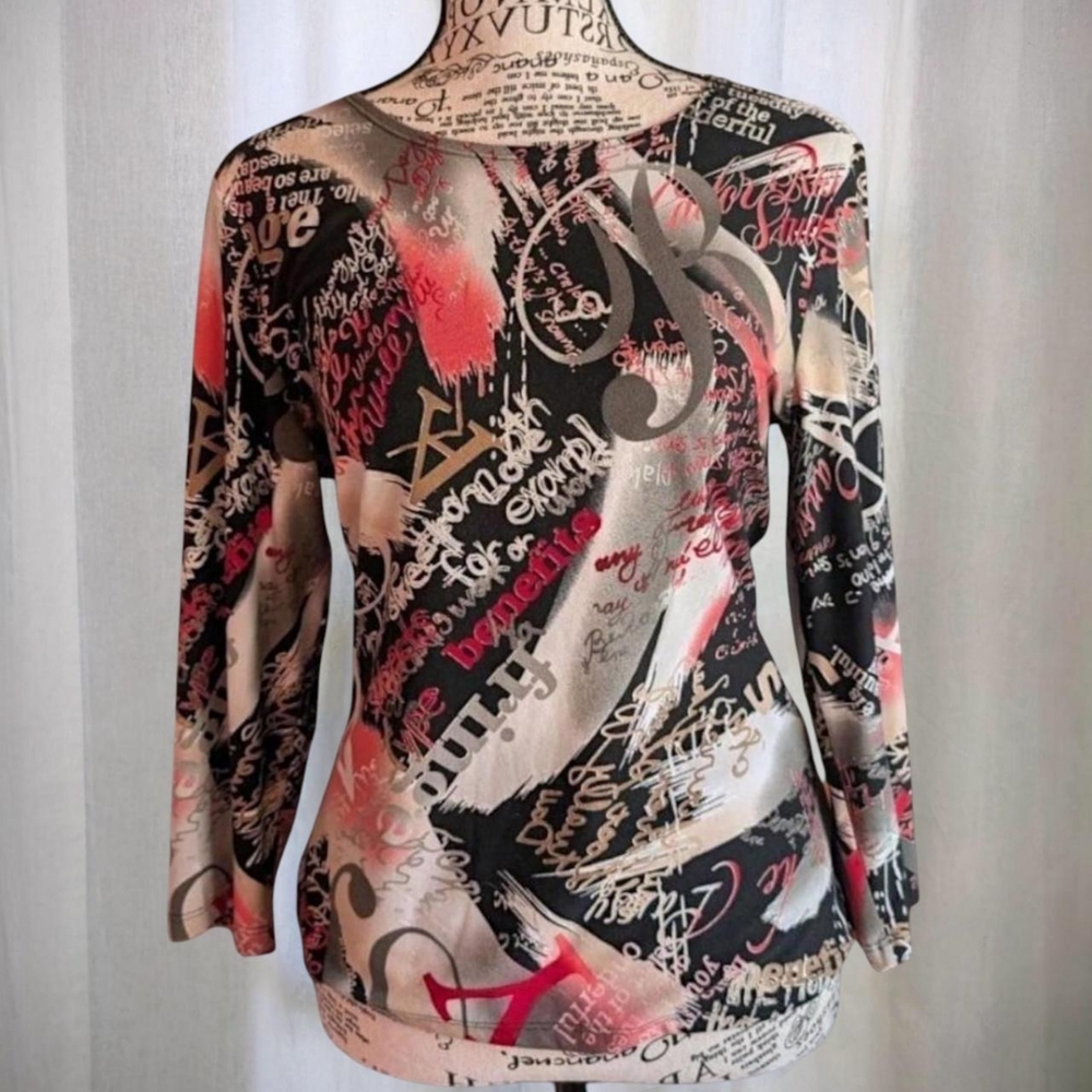 Cyber Y2k NYC Abstract Nygard Graphic Blouse